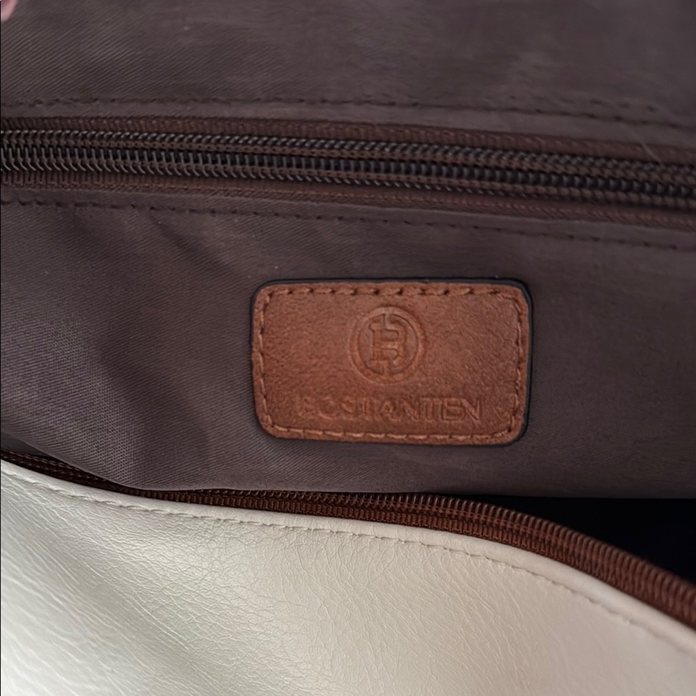 White and Brown Leather Backpack - Picture 2 of 8